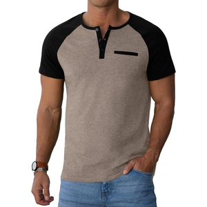 Customized High-end Summer Thin Cotton Short Sleeved T-<b>shirt</b> for <b>Men</b> Casual Cotton Round Neck Top With 2 Tone Color - Product Image 1