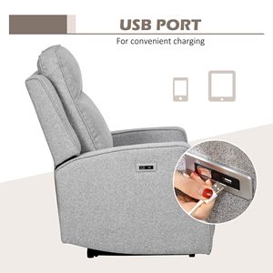 Poltrona Reclinabile Manuale con Porta USB e Rivestimento in Lino - Product Image 6