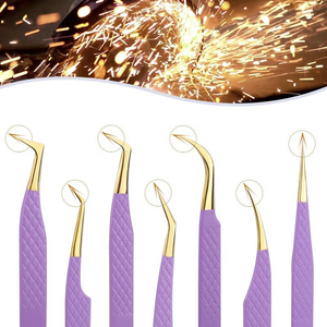 Premium Purple Stainless Steel Eyelash Tweezers Set <b>Precision</b> Tip For Lash Extension <b>Tools</b> at Competitive Prices - Product Image 5