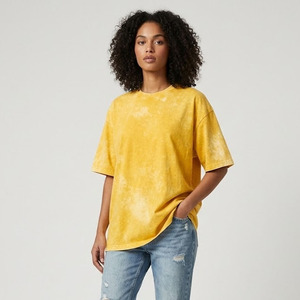 Manufacturer Casual Vintage Women Acid Wash T <b>Shirt</b> Heavyweight High Quality 100% Cotton Crew Neck Half Sleeve Acid Wash T <b>Shirt</b> - Product Image 1