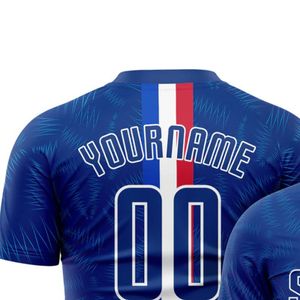 Camiseta de Fútbol Personalizable con Rayas Azules, Manga Corta, Secado Rápido, Ropa Deportiva para Hombre, Cuello Redondo, Unisex para Adultos - Product Image 3