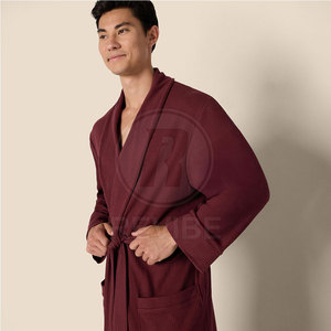 Peignoir pour homme de qualité supérieure, en tissu éponge doux et confortable, idéal pour la détente à la maison, design classique et tendance, 100% coton, manches longues, poches - Product Image 6