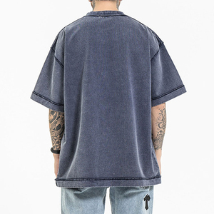 T-shirt en coton uni surdimensionné pour homme, personnalisé avec votre marque, à manches courtes, col rond, décontracté, en jersey tricoté, design simple - Product Image 2