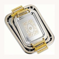 Plateau de service élégant en métal doré pour en-cas et sucreries, plateau décoratif haut de gamme pour la présentation des aliments, pour la maison, l'hôtel et la restauration