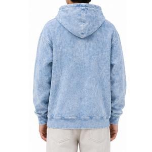 Sweat à capuche zippé unisexe en molleton épais délavé à l'acide, style streetwear, avec broderie personnalisée, vente en gros, vintage - Product Image 5