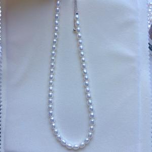 Aurora Minimalist 5-6mm Natural <b>Freshwater</b> <b>Pearl</b> <b>Necklace</b> Cool White High Gloss Chic Rice Chain Zhuji No Nuclear for Lesbians - Product Image 2