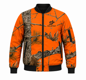 Chaqueta Bomber Varsity de Camuflaje Personalizada con Patrón Real de Árbol Naranja y Selva, Fabricante Mayorista - Product Image 3