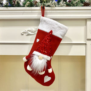 Embroidered Christmas Stockings With <b>Santa</b> And Snowman Print Cotton Soft Decorative Holiday <b>Socks</b> For Mantel Display - Product Image 3