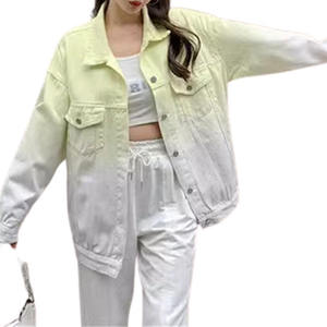 Chaqueta vaquera de manga larga con degradado de alta calidad para mujer, abrigo de mezclilla con estampado tie-dye, ropa de calle de moda para mujer - Product Image 5