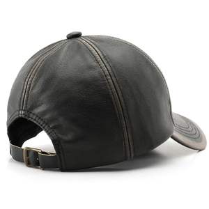 Casquette de baseball en cuir véritable OEM d'usine, en cuir de vache, visière incurvée réglable, chapeau tendance - Product Image 2