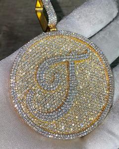 Pendentif en argent sterling 925 plaqué or 3,30 carats avec moissanite véritable taillée, personnalisable avec nom, bijou en diamant, breloque à motif lettre - Product Image 3