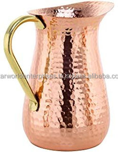 Jarra de agua de cobre hecha a mano de cobre con tapa para uso doméstico y hotelero disponible a un precio asequible - Product Image 6