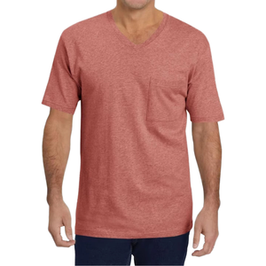 T-shirts décontractés pour hommes en coton 100% col en V, 250 grammes, couleur unie, poids lourd, séchage rapide, respirants, fabriqués par BS - Product Image 4