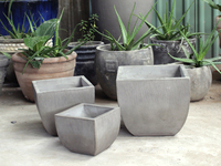 Jardinières carrées en béton gris antique de haute qualité, revêtues d'époxy, pour usage extérieur par temps extrême, pour la maison et le jardin