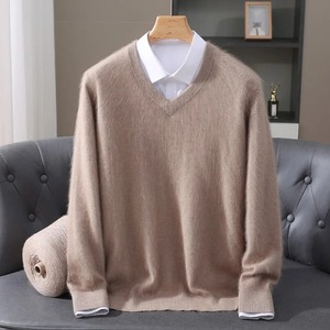 Mink Cashmere Sweater V-neck Pullover Knit Bottoming <b>Shirt</b> Autumn And Winter New Long-Sleeve High-End Mink Tops - Product Image 5