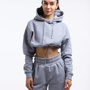 Womens Crop Hoodie Sweatshirt Blank Hooded <b>Top</b> Custom Printing OEM ODM Wholesale Supplier - Product Image 5