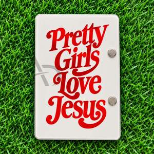 Azulejo Acrílico Religioso con Diseño 'Pretty Girls Love Jesus', Azulejo Sostenible con Fuente Retro, Azulejo Blanco con Imanes, OEM - Product Image 6