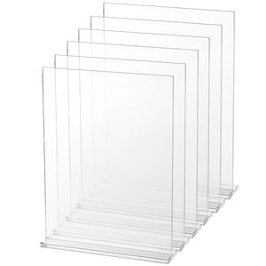 Espositore per Insegne in Acrilico Formato A4 8,5 X 11 Pollici, Supporto a T Bifacciale, Confezione da 6 Portabrochure Trasparenti - Product Image 1
