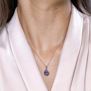 14K Gold Natural Round Precious Tanzanite Solitaire Gemstone <b>Infinity</b> Twist Pendant Fine Jewelry Wedding Engagement Gift For Her - Product Image 2