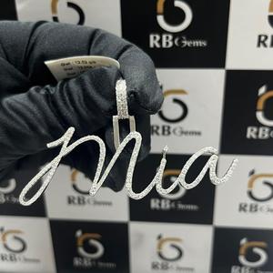 RB Gems Mia Letter Diamond Pendant 925 Sterling <b>Silver</b> Channel Set Round Brilliant Cut Luxury Style Unisex Fine Pendants & <b>Charm</b> - Product Image 2