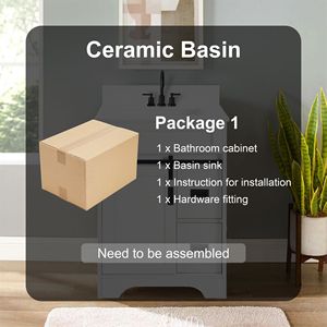 Mobile bagno da 24 pollici con lavabo singolo, stile rustico, con video, da incasso sotto il mobile e ante scorrevoli a granaio - Product Image 5