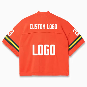 Custom Logo Printed V Neck Short Sleeve Mesh Football Jersey Crop Knit Anti-Bacterial Quick Dry Summer <b>Men</b> - Product Image 6
