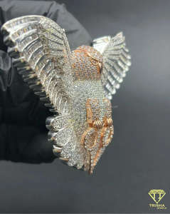 Pendentif Hip Hop en forme de hibou glacé, serti de diamants VVS cultivés en laboratoire, en argent sterling 925 plaqué rhodium, bijou de luxe unisexe. - Product Image 4