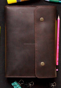 Funda de cuero genuino hecha a mano para cuaderno, estuche para diario, soporte para cuaderno recargable para notas de oficina NBC-0063 - Product Image 5