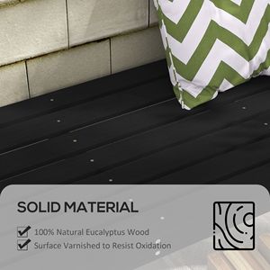 Panca da Giardino Curva con Seduta a Doghe in Legno Nero per Veranda o Patio - Product Image 4