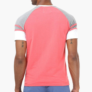 T-shirt personnalisé pour homme, coupe décontractée, col rond, style streetwear, avec empiècements sur les manches, motif uni - Product Image 5