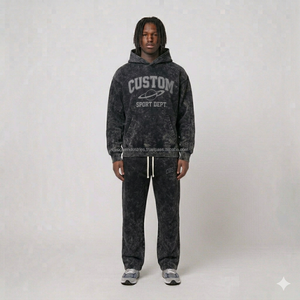 Survêtement personnalisé à fermeture éclair intégrale, délavé à l'acide, séchage rapide, pour homme, en polyester micro-polaire, chaud, pour la gym et le jogging, vêtements de sport, fournisseur en gros - Product Image 2