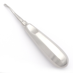 Elevador dental 77R con punta posterior acampanada, angulado mesial, 3.75mm, 15.5cm, con serración fina, mango hueco, instrumento quirúrgico para extracción - Product Image 1