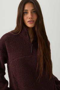 Fashion <b>Women</b> Sherpa <b>Jacket</b> Soft <b>Fleece</b> <b>Warm</b> Winter Quarter Zip <b>Jacket</b> Casual Oversized Outerwear Custom OEM Wholesale Supplier - Product Image 3
