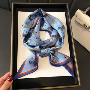 Horse Design Women Scarf <b>Silk</b> Scarf Handbag Handle <b>Wrap</b> Bag Ribbon Scarf Women Girls <b>Head</b> Hair Wrist Ribbon Scarf - Product Image 2