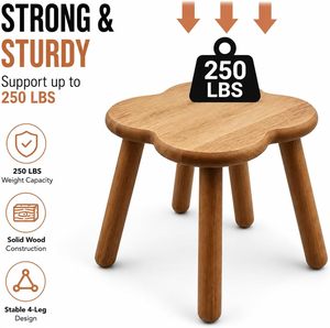 Tabouret marchepied en bois d'acacia massif avec trou pour la main, petit repose-pieds, chaise pour adultes et enfants, cuisine, salle de bain, vente en gros - Product Image 2