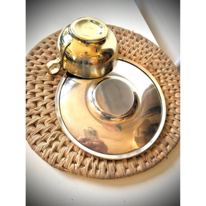 Tasse à thé et soucoupe en laiton sculptées, design simple, service à thé rond, finition dorée, accessoires de vaisselle décoratifs, fournitures cadeaux - Product Image 6