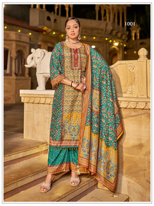 Traje pakistaní de diseñador listo para usar, de satén de seda Jam, con estampado atractivo de diseñador, ideal para bodas y festivales. Compre directamente del proveedor. - Product Image 2