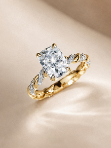 Cushion Lab Grown Diamond IGI Certified Solid Gold Engagement Ring Twisted Pave Band Vintage Fine Bridal Jewelry Custom Made - Product Image 4