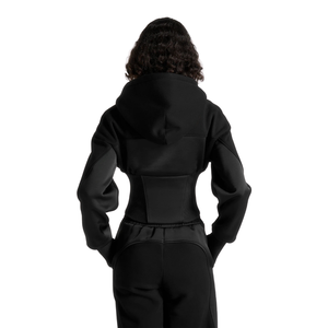 Conjunto Deportivo de 2 Piezas para Mujer, Sudadera Corta con Capucha y Cremallera Completa, Pantalones Anchos con Cordón en la Cintura y Bolsillos, Conjunto Moderno al por Mayor, Personalizado OEM - Product Image 2