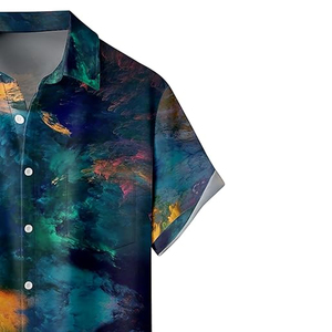 เสื้อเชิ้ตชายหาดลายดอกฮาวายสำหรับผู้ชาย แขนสั้น สวมใส่สบาย เหมาะสำหรับวันหยุดฤดูร้อน ผ้าทวิลล์ระบายอากาศได้ดี - Product Image 2