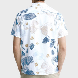 เสื้อเชิ้ตแขนสั้นลายดอกไม้สีขาวสำหรับผู้ชาย ทรงปกติ ผ้าฝ้าย 100% ระบายอากาศได้ดี - Product Image 2