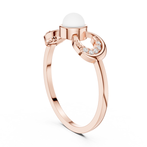 Anillo de Compromiso con Halo de Diamantes de Corte Redondo en Oro Rosa, Elegante Anillo de Boda con Diseño Infinito para Mujer - Product Image 1