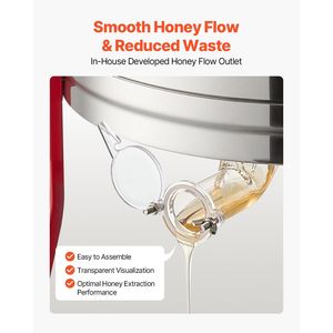 Smielatore Elettrico in Acciaio Inossidabile da 140W con Tamburo a 6 Telaini, Coperchio Trasparente e Macchine per la Lavorazione del Miele - Product Image 4