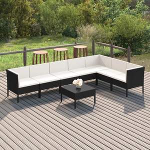 Ensemble de salon de jardin en rotin PE noir, design modulaire standard - Product Image 1