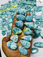 Lote de Gemas Sueltas de Larimar Natural, Cabujón, Formas y Tamaños Variados, Base Plana, Lisas, Semipreciosas, Certificadas por Terceros, Sin Tratamientos