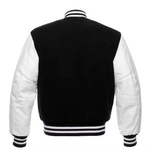 Men's Vintage Style Varsity <b>Jackets</b> with Custom Chenille Embroidery Patch Wholesale <b>Leather</b> Sleeve Bomber and Baseball <b>Jackets</b> - Product Image 4