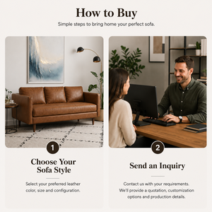 Midcentury Modern Genuine Leather Three Seat <b>Sofa</b> With Cushion Back Straight Arms Living Room Furniture Leather <b>Sofa</b> Coach - Product Image 5