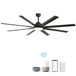 Ventilatore da Soffitto Moderno Nero da 72 Pollici con Motore DC, Telecomando Intelligente, 6 Velocità del Vento, Funzione di Risparmio Energetico per Installazione in Soggiorno - Product Image 6
