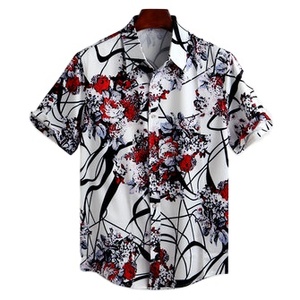 เสื้อโพลีเอสเตอร์ขายดีที่สุดราคาถูก OEM แขนสั้นพิมพ์ผู้ชายลำลองฤดูใบไม้ร่วงผ้าฝ้ายดอกไม้จีนแฟชั่นที่กำหนดเอง - Product Image 5