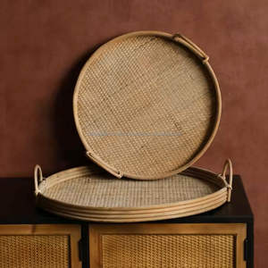 Proveedor de bandejas de servicio de ratán hechas a mano Bandeja segura para alimentos decorativa respetuosa con el medio ambiente Personalizable Durable Sostenible Vietnam - Product Image 6